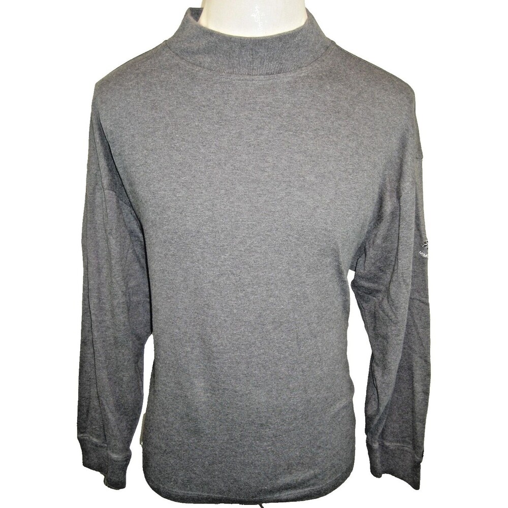 Mens Tommy Hilfiger Gray MockNeck LS Cotton BaseLayer Shirt Mimosa Hills Logo XL